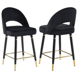 Lindsey Velvet Upholstered Counter Chair Black (Set of 2)