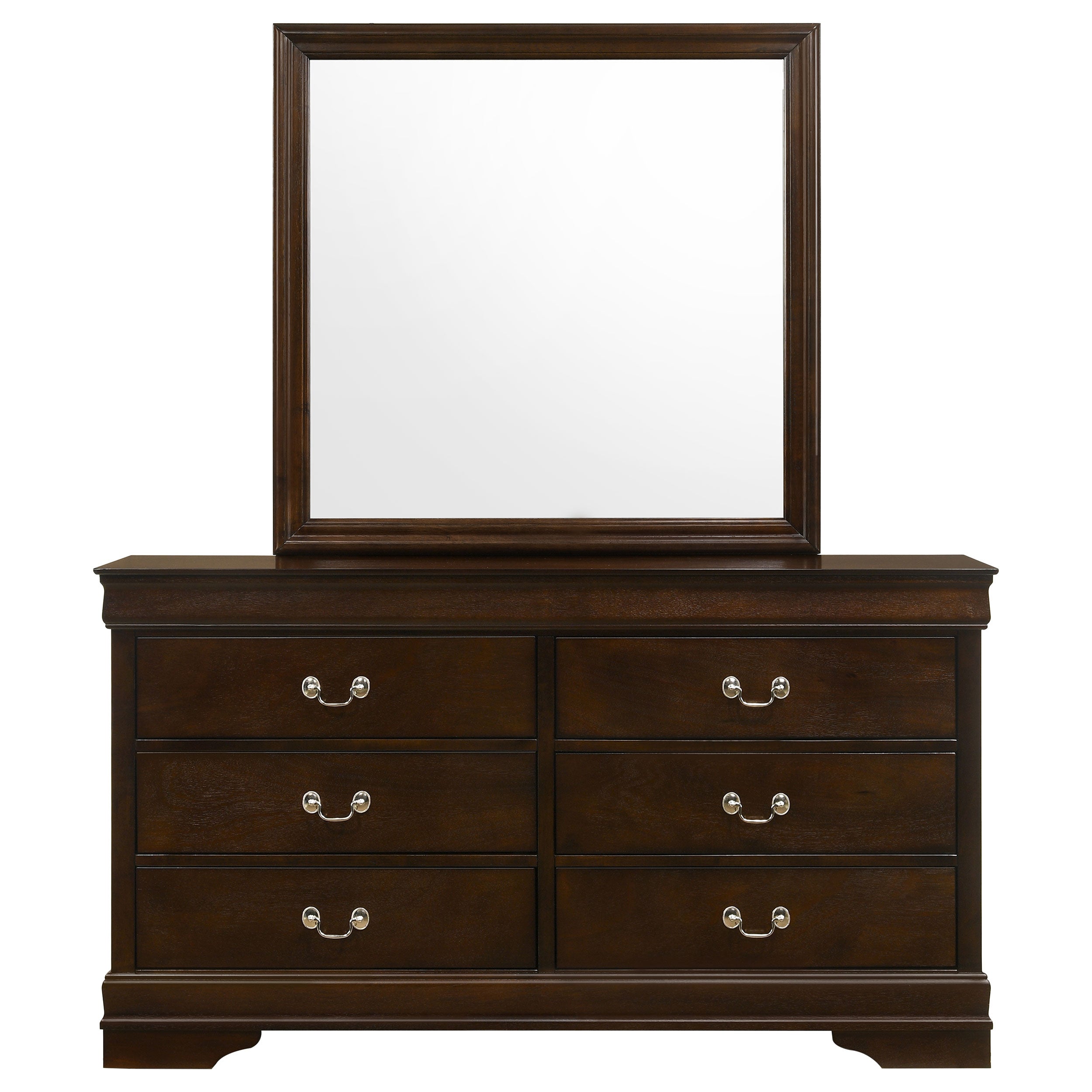 Louis Philippe 6-drawer Dresser and Mirror White