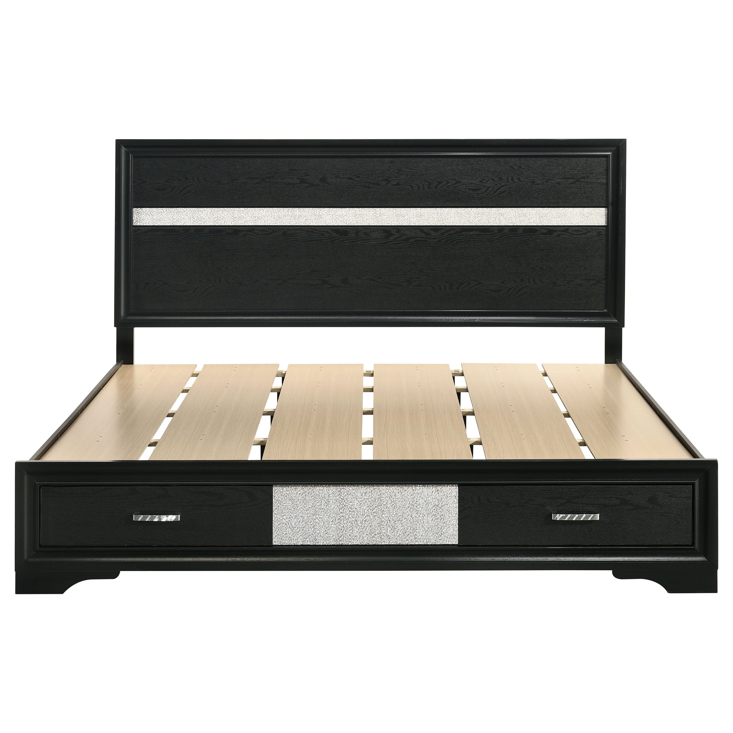 Miranda 51-inch Wood California King Storage Panel Bed Black