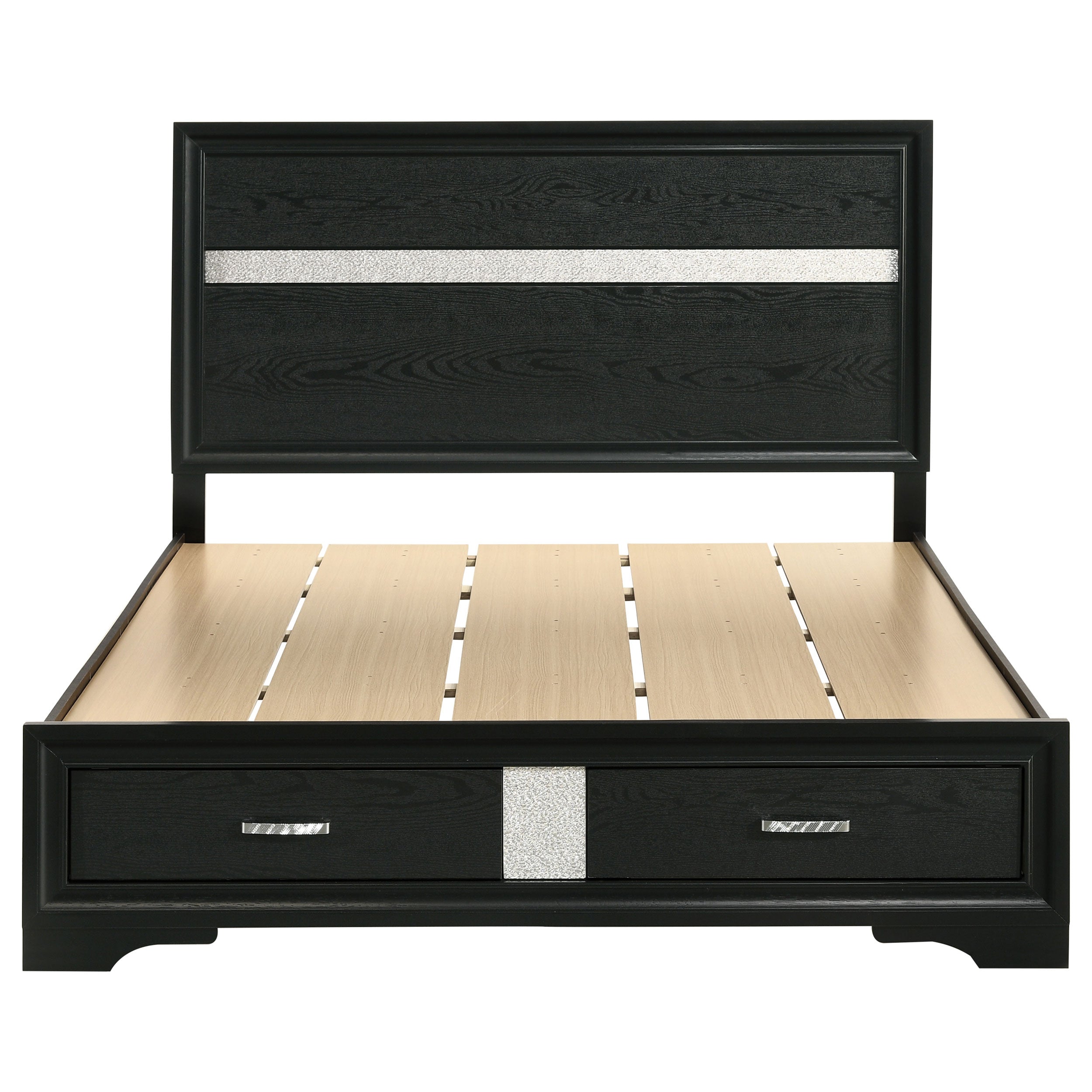 Miranda 51-inch Wood California King Storage Panel Bed Black