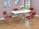 Retro  Oval Dining Table Set White and Black