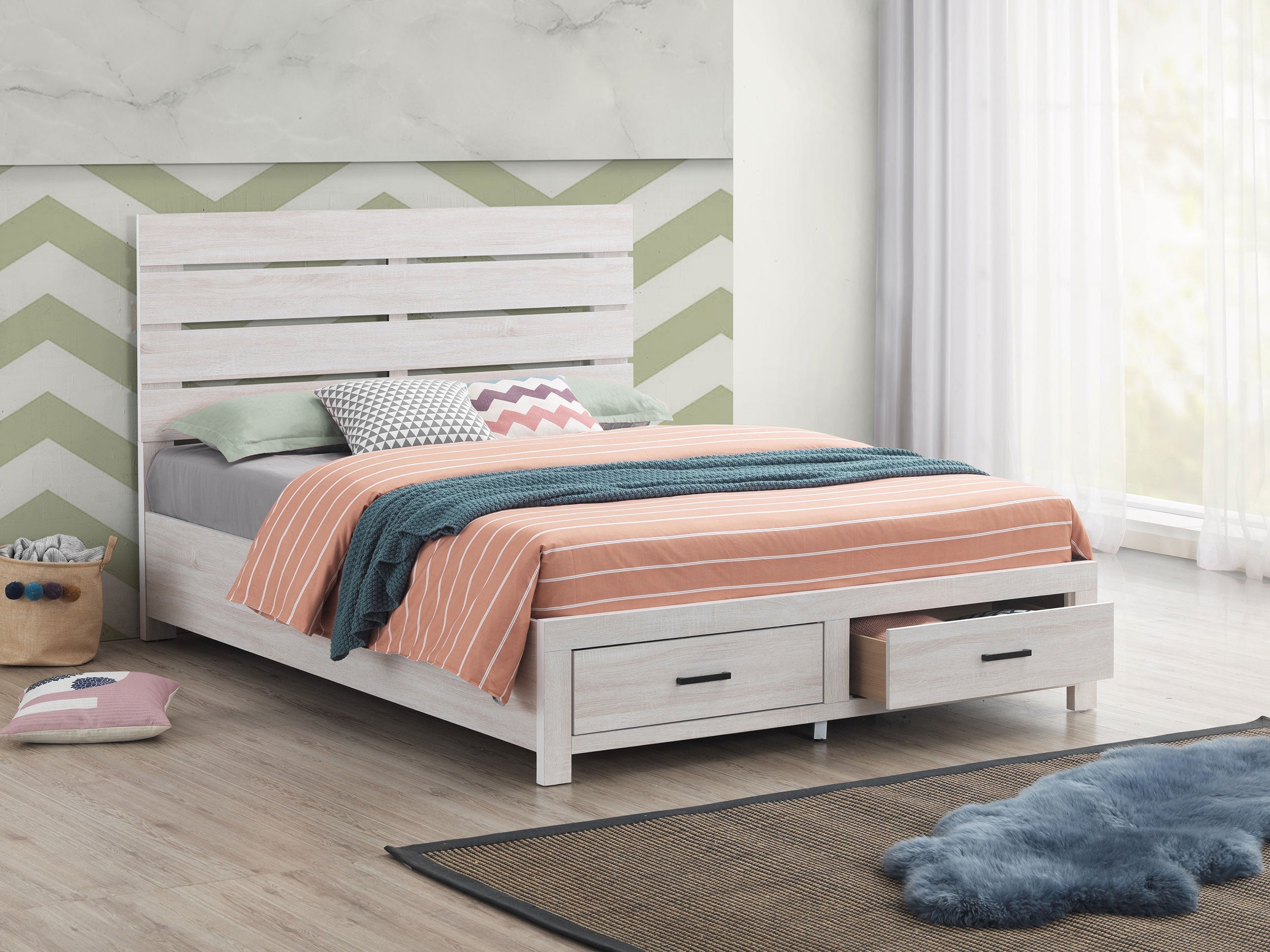 Brantford Wood  Panel Bed Barrel Oak