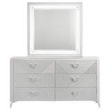 Cassia 6-drawer Dresser Cabinet with Mirror White High Gloss