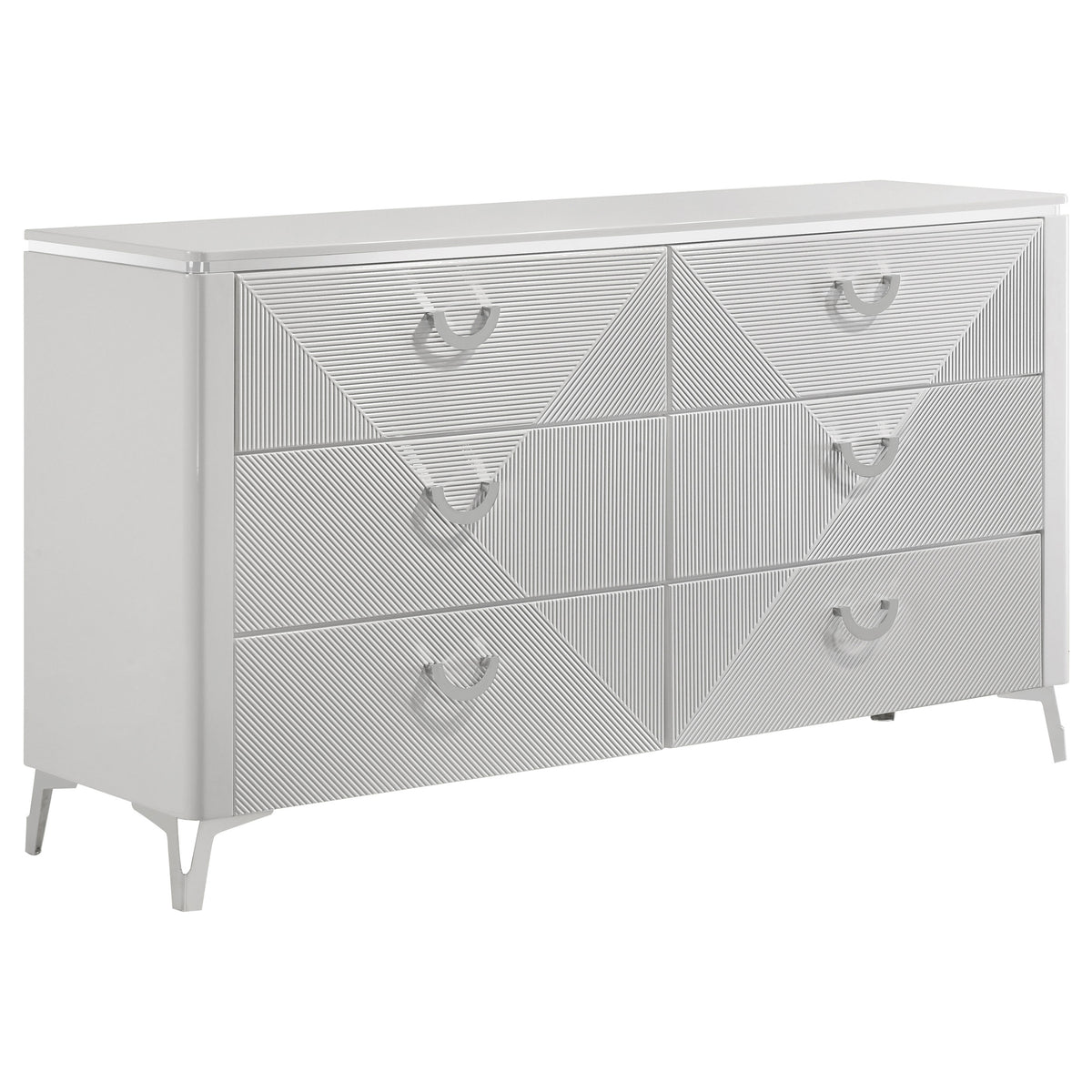 Cassia 6-drawer Bedroom Dresser Cabinet White High Gloss