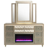 Lorient 8-drawer LED Flame Box Dresser and Mirror Ivory Camel