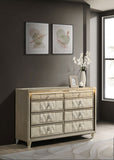 Lorient 8-drawer LED Bedroom Dresser Cabinet Ivory and Camel