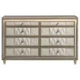 Lorient 8-drawer LED Bedroom Dresser Cabinet Ivory and Camel