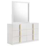 Ines 6-drawer Bedroom Dresser with Mirror Cabinet White High Gloss