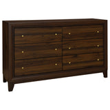 Welsley 6-drawer Dresser and Mirror Walnut