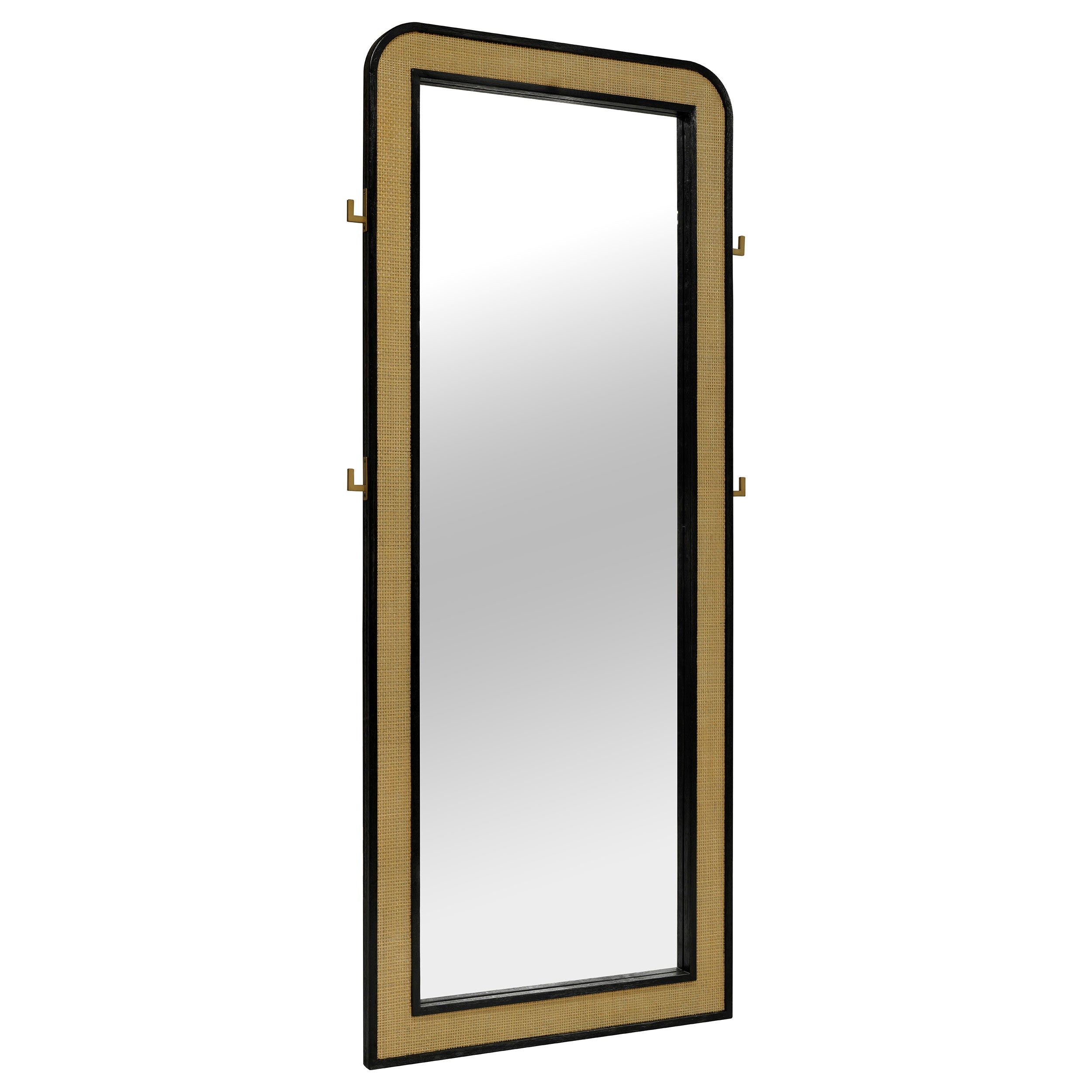 Arini Cane Weave  Length Standing Floor Mirror Black