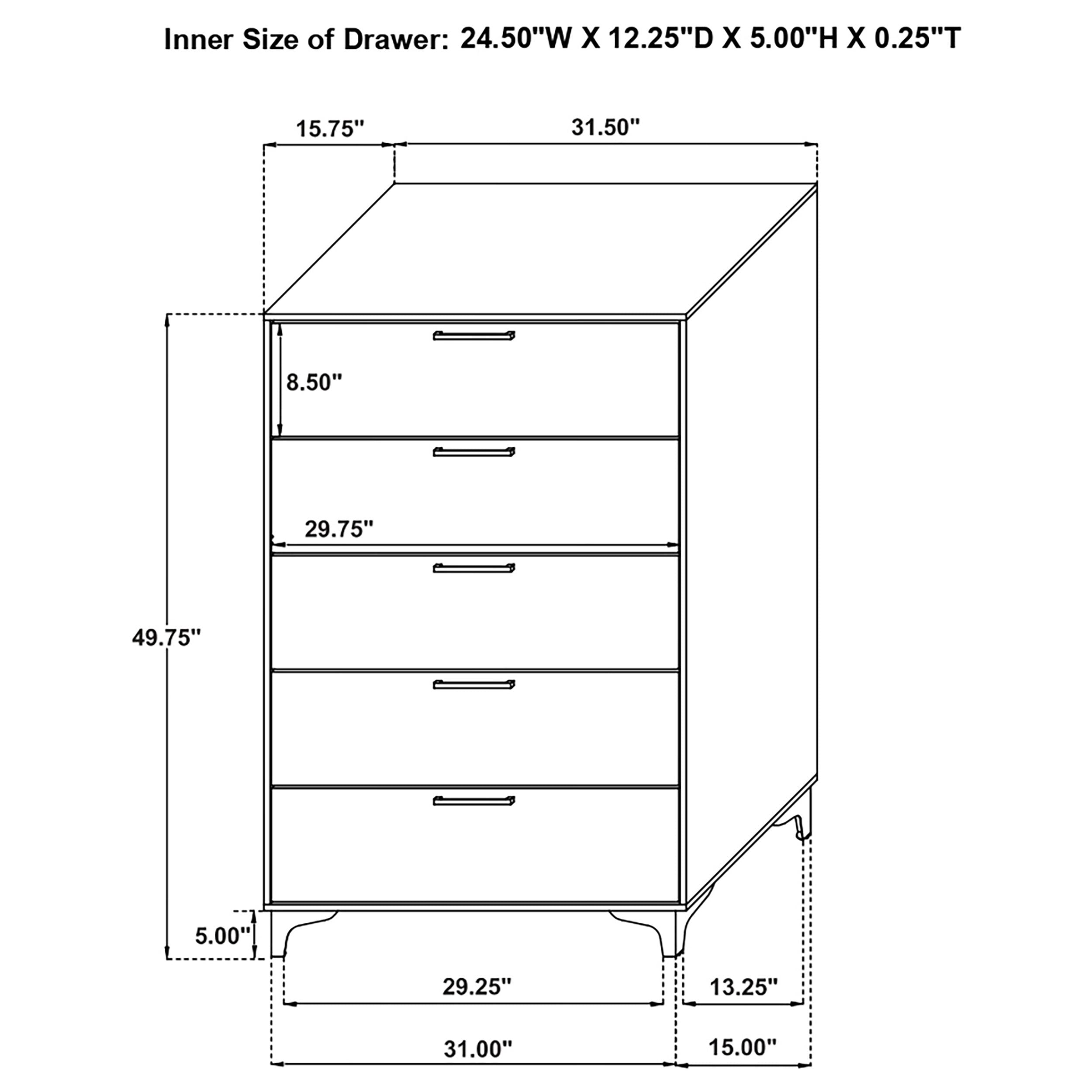 Kendall 5-drawer Bedroom Chest Black