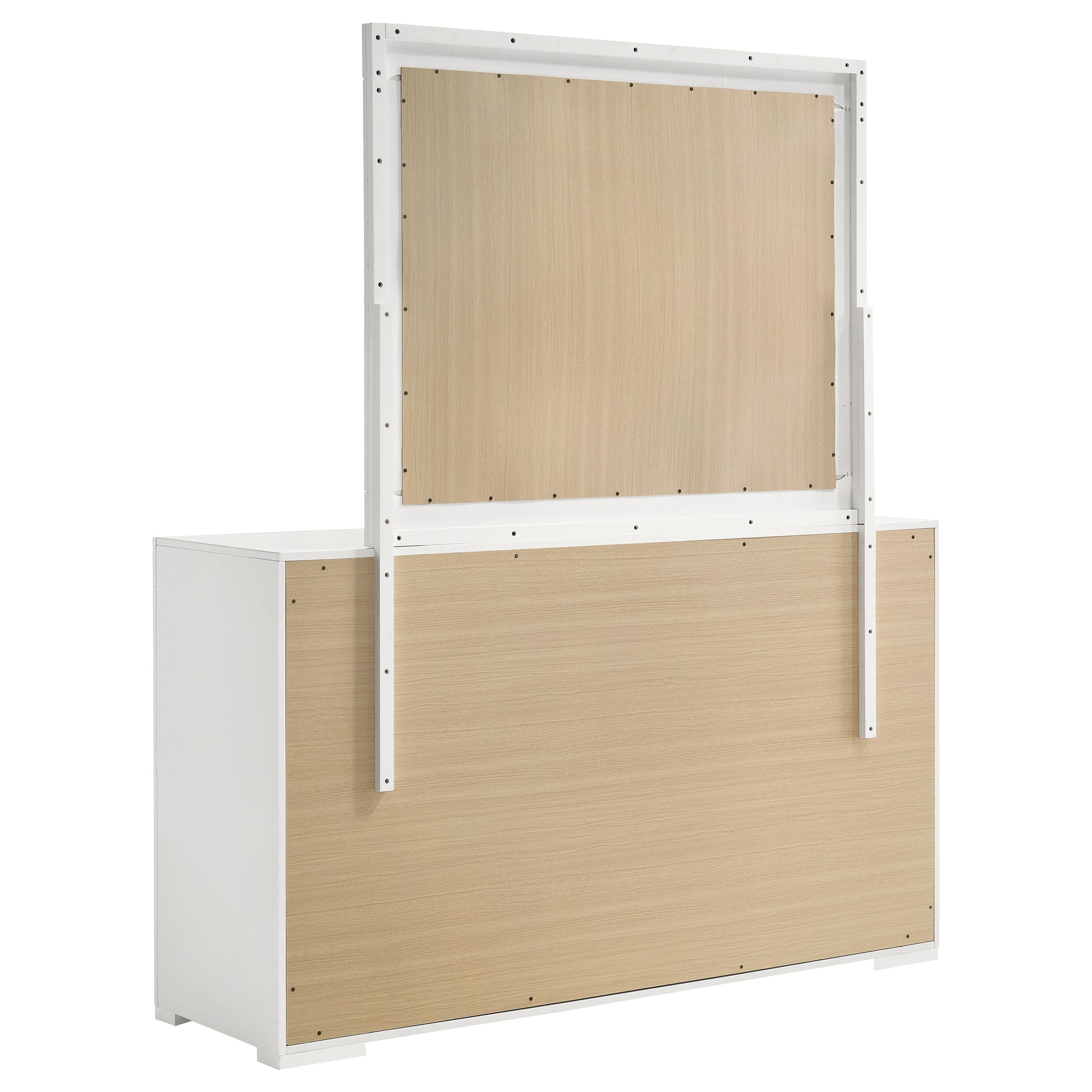 Ives 6-drawer Dresser and Mirror Grey High Gloss