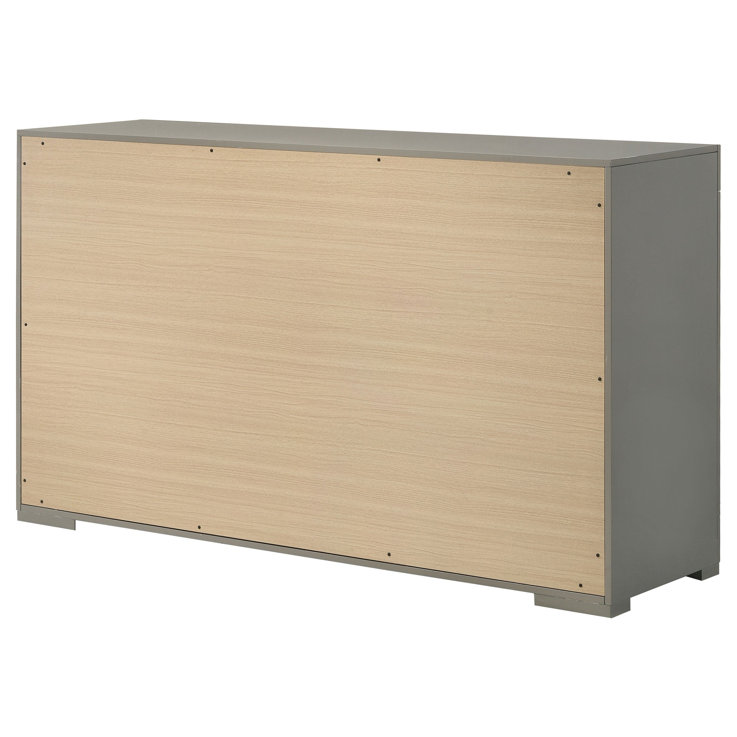 Ives 6-drawer Dresser and Mirror Grey High Gloss