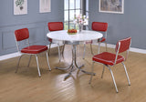 Retro  Oval Dining Table Set White and Black