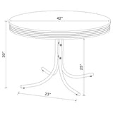 Retro Round 42-inch Wood Top Dining Table White and Chrome
