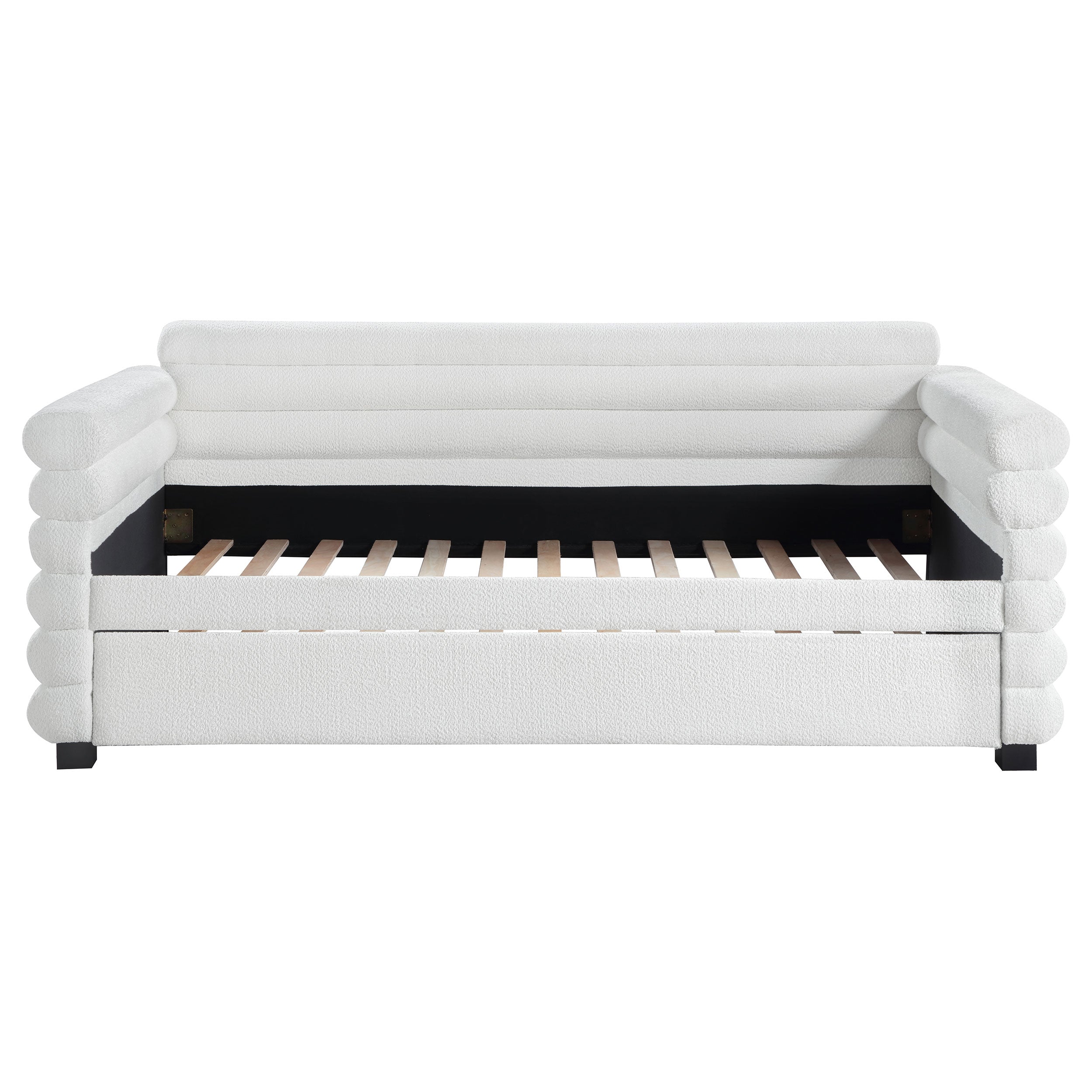 Patricia Boucle Upholstered  Day Bed with Trundle Grey