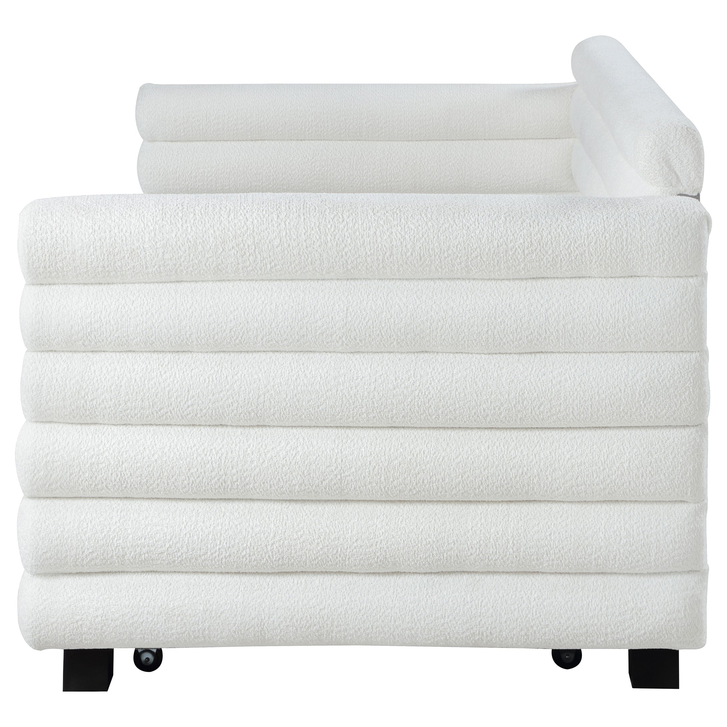 Patricia Boucle Upholstered  Day Bed with Trundle Grey