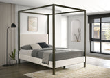 Monroe Upholstered  Canopy Bed Vanilla