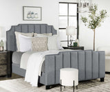Fiona Upholstered  Panel Bed Light Grey