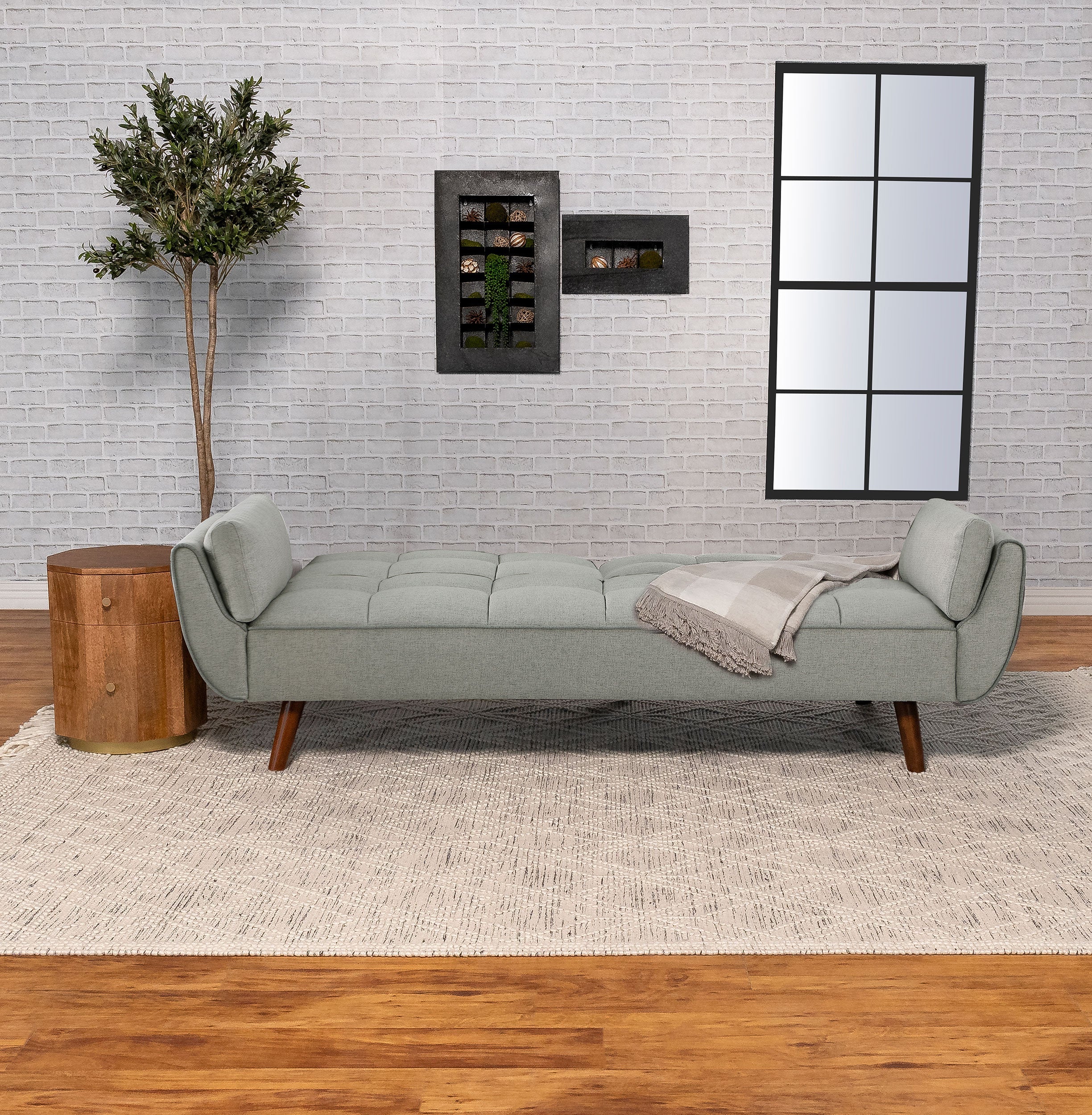 Caufield Upholstered Convertible Sofa Bed Turquoise Blue