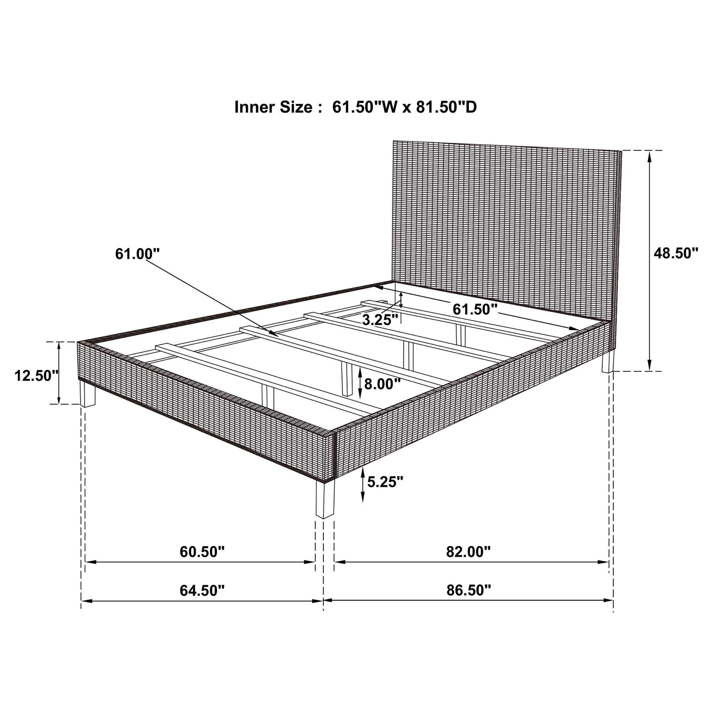 Zyla Wood California King Panel Bed Kubu Grey