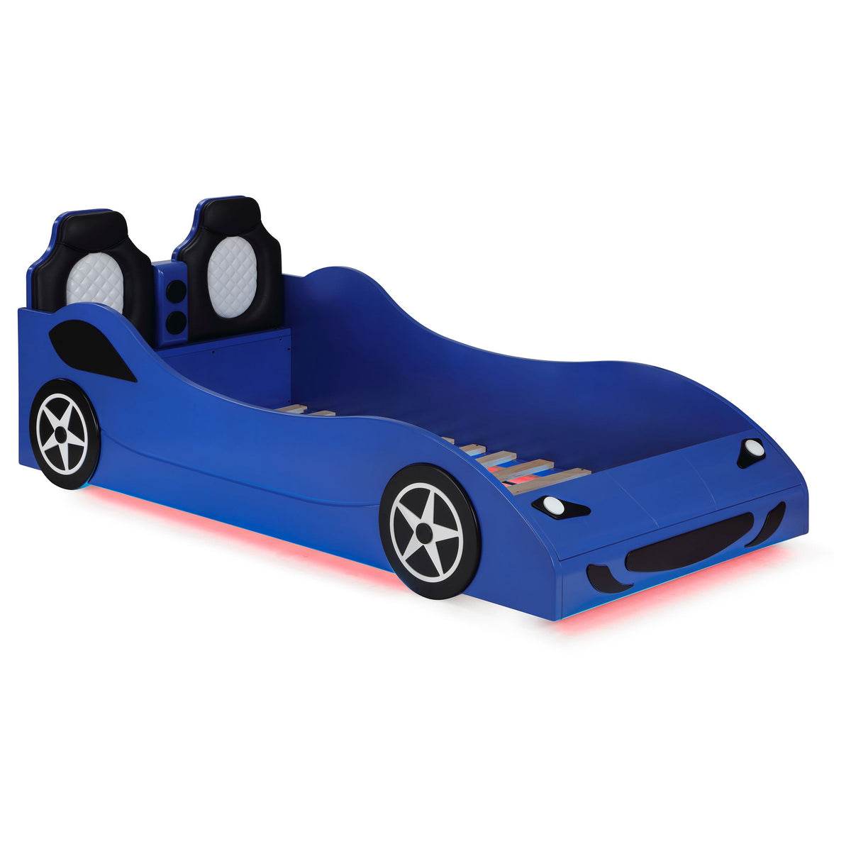 Cruiser Wood  LED Race Car Bed Blue