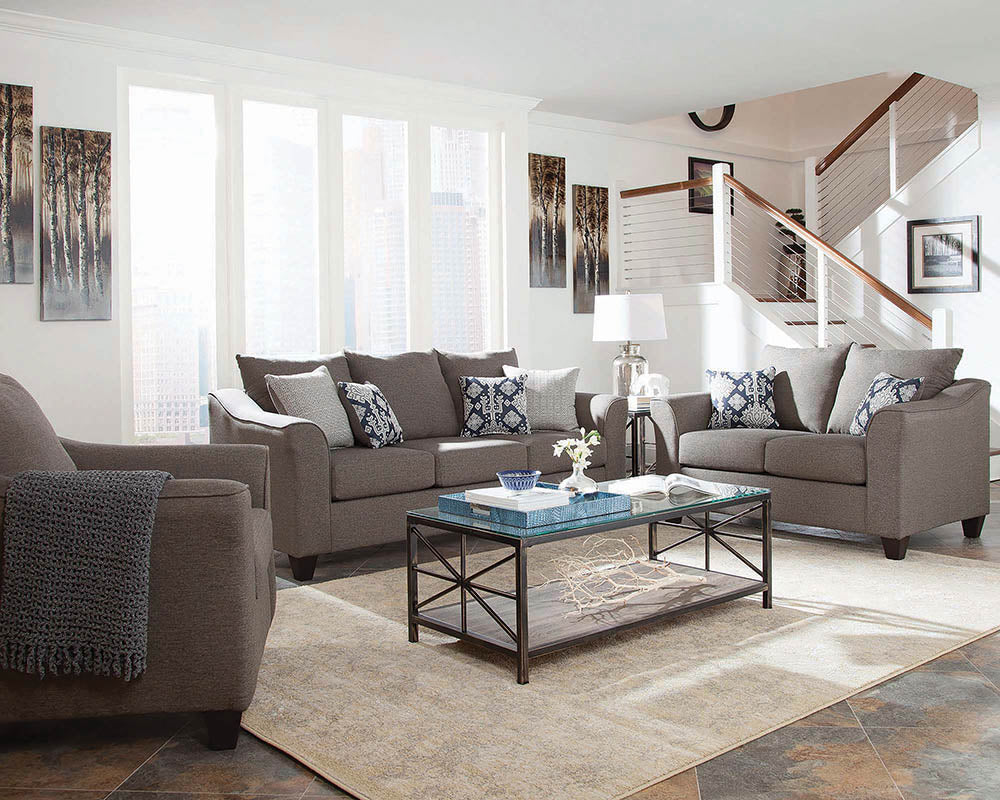 Salizar  Upholstered Flared Arm Sofa Set Grey