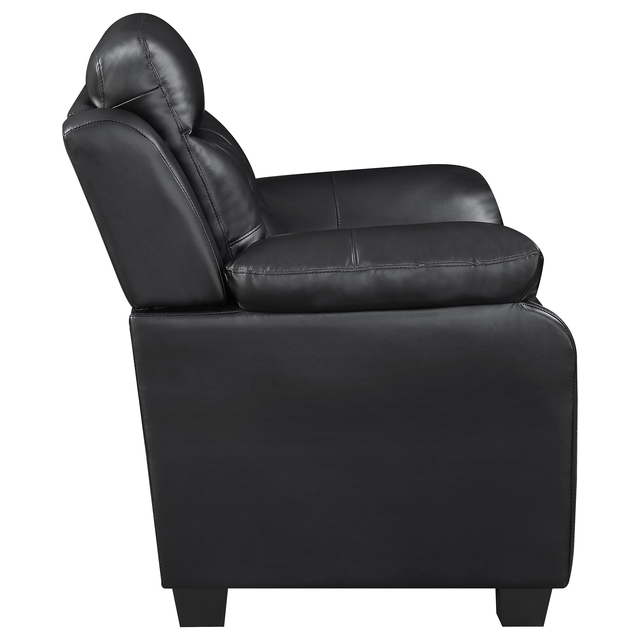 Finley  Upholstered Padded Arm Tufted Sofa Set Black