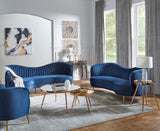 Sophia  Upholstered Channel Tufted Sofa Set Blue