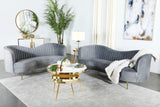 Sophia  Upholstered Channel Tufted Sofa Set Blue