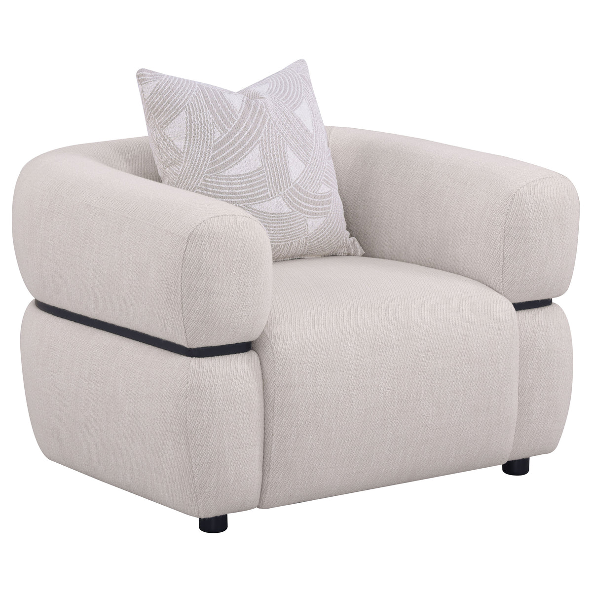 Jeanette Fabric Upholstered Round Arm Accent Chair Beige