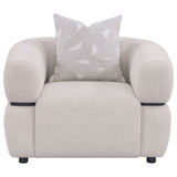 Jeanette Fabric Upholstered Round Arm Accent Chair Beige