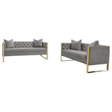 Eastbrook Velvet Upholstered Tufted Sofa Set Grey