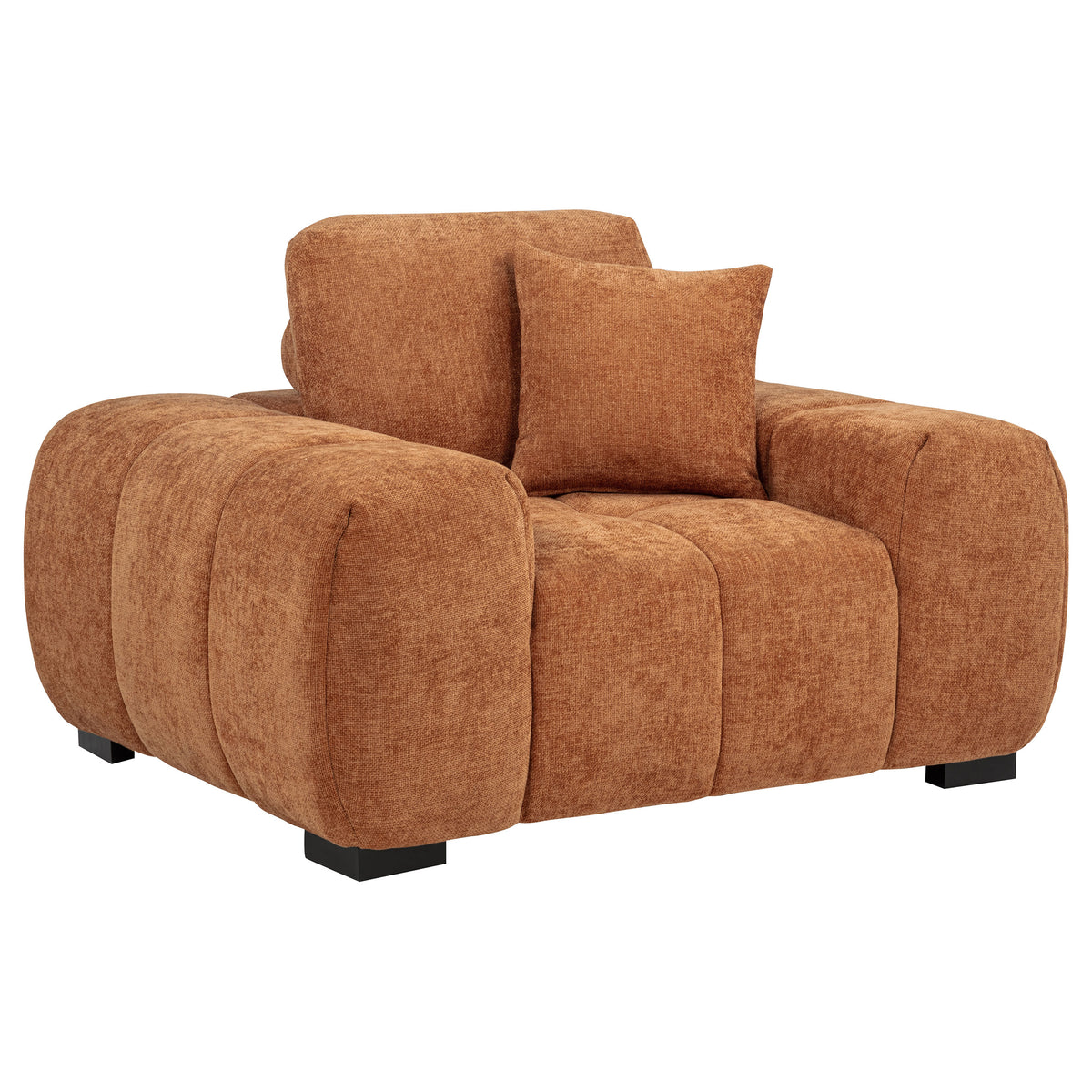 Octavia Fabric Upholstered Track Arm Accent Chair Orange