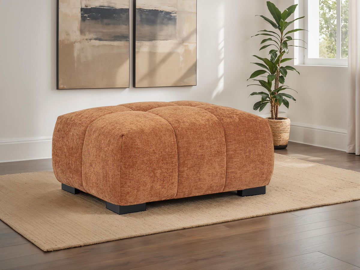Octavia Fabric Upholstered Rectangular Ottoman Orange