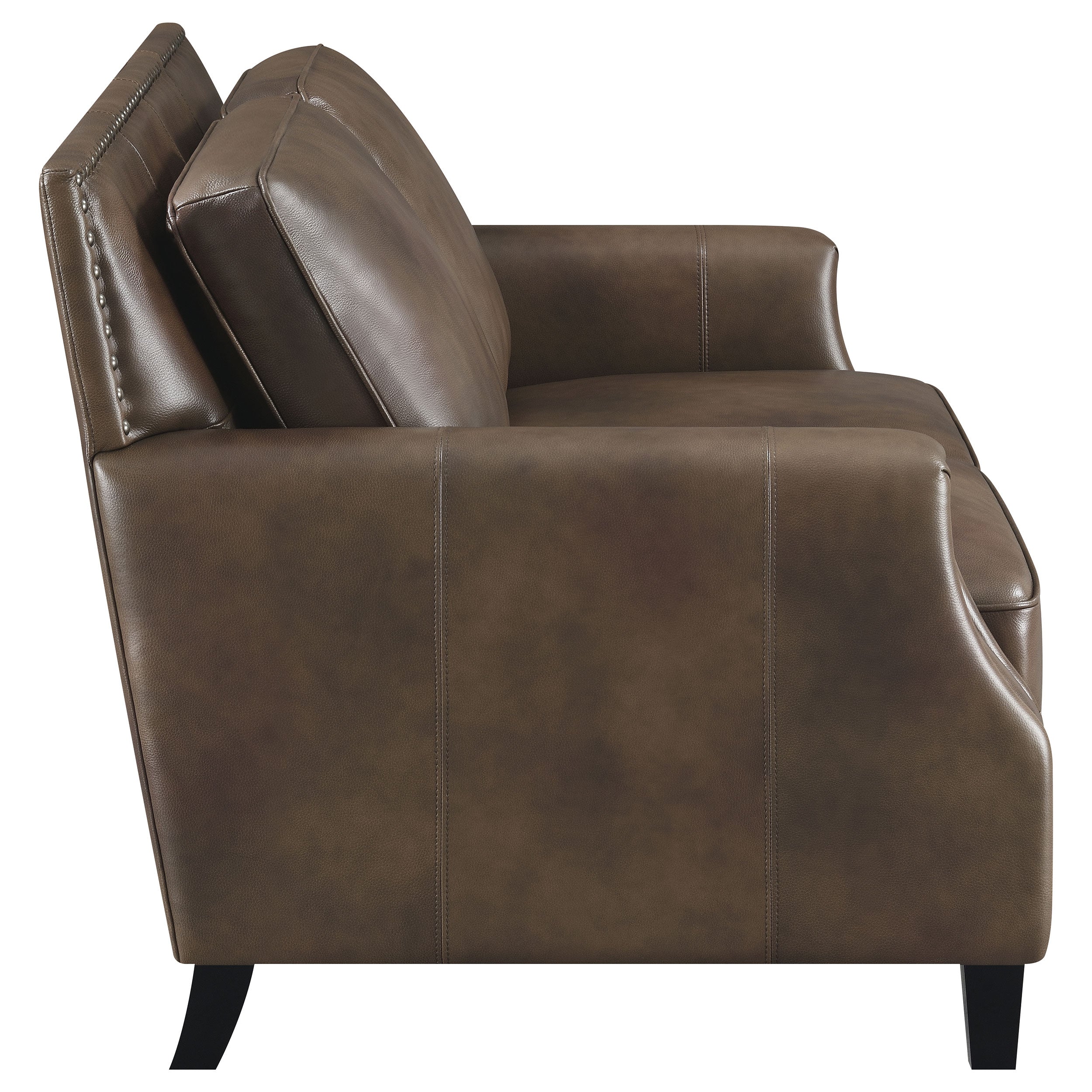 Leaton  Upholstered Recessed Arm Sofa Set Brown Sugar