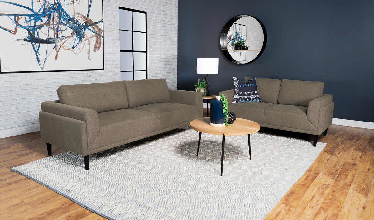Rilynn  Upholstered Track Arm Sofa Set Brown