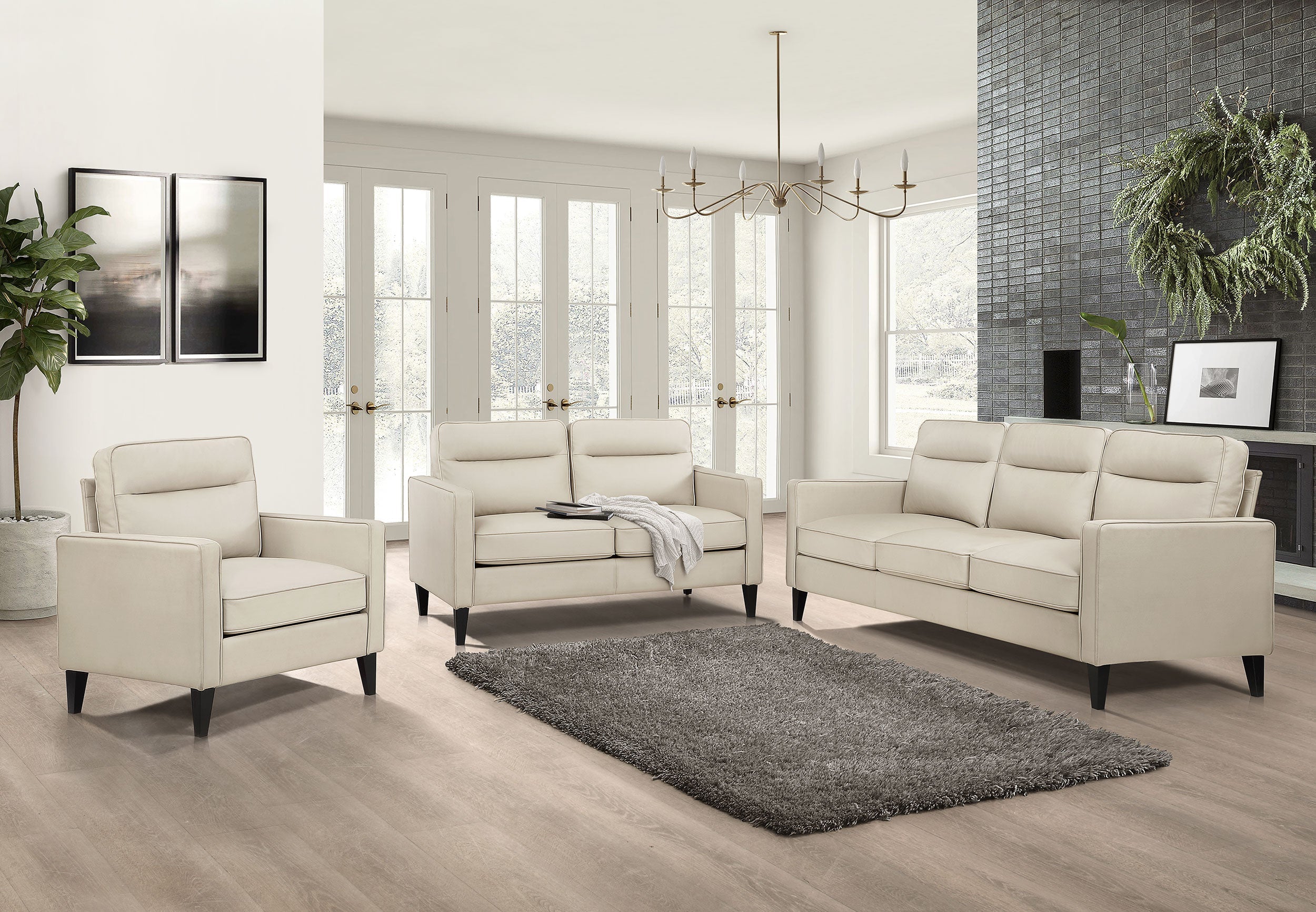Jonah  Upholstered Track Arm Sofa Set Green