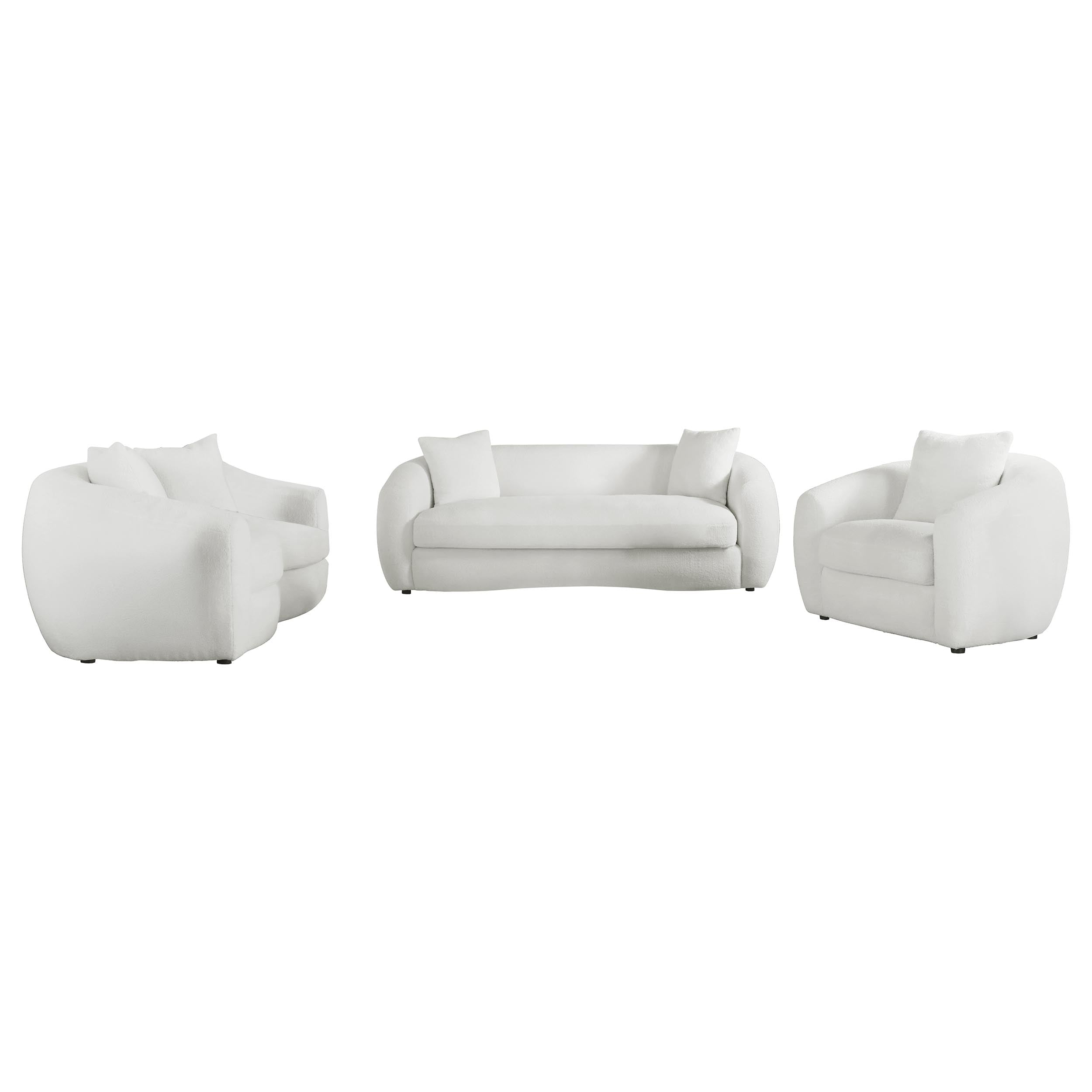 Isabella  Faux Sheepskin Upholstered Sofa Set Natural