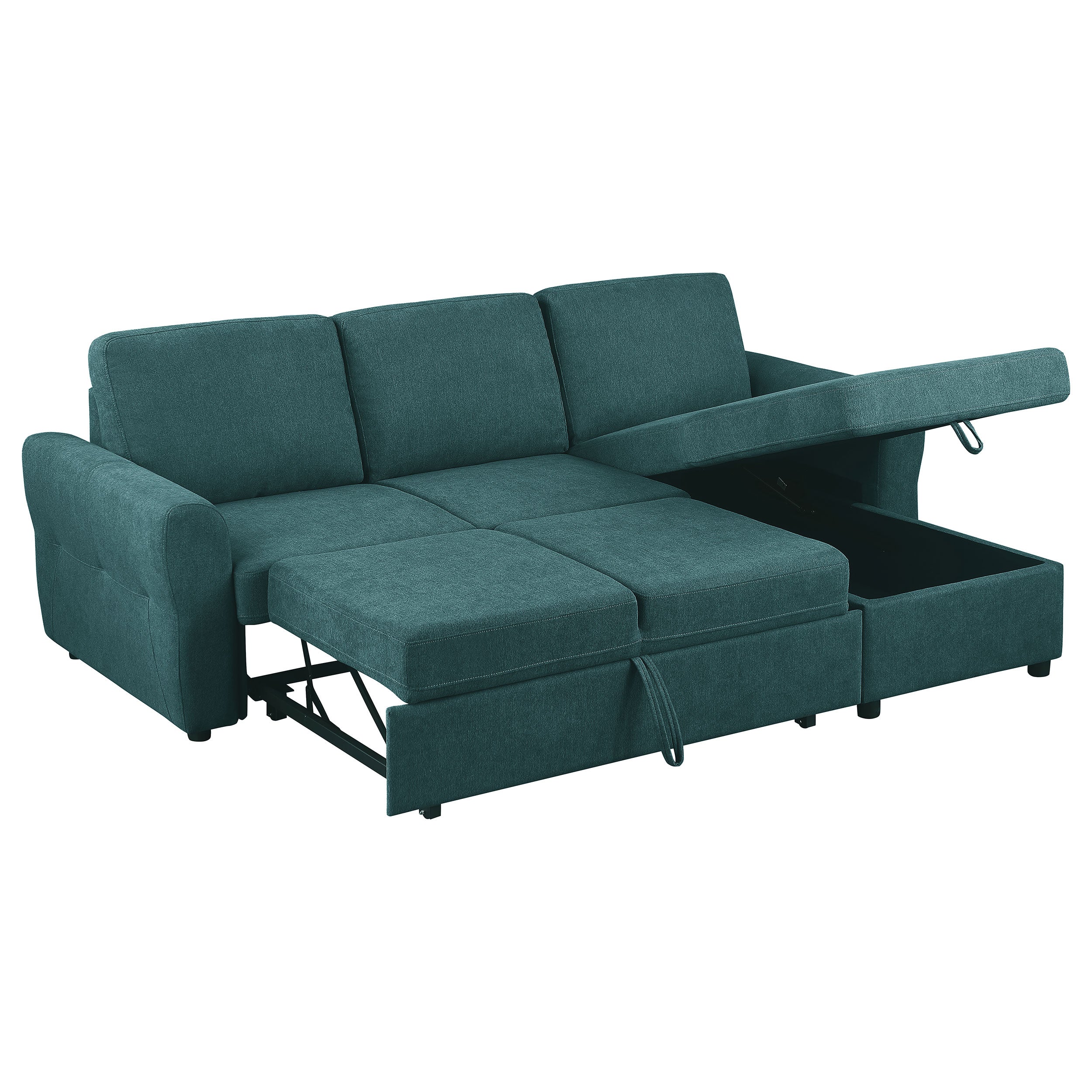 Samantha Upholstered Storage Sleeper Sectional Sofa Grey