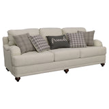 Glenn Upholstered English Arm Sofa Light Grey and Blue