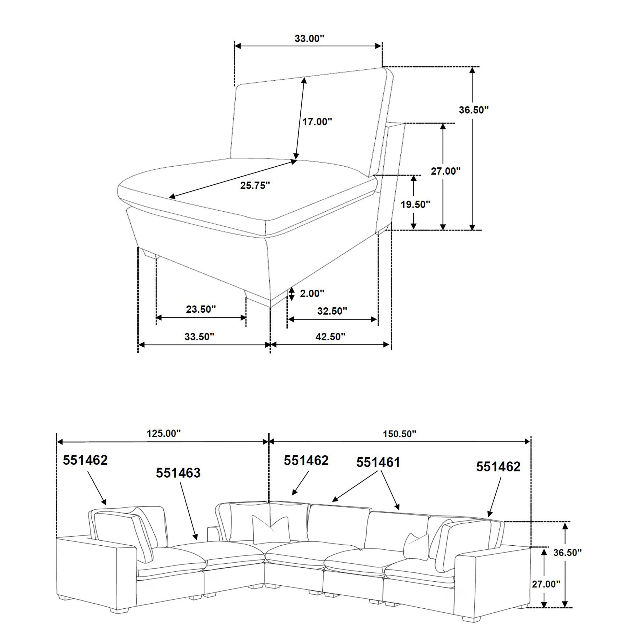 Lakeview  Upholstered Modular Sectional Chocolate