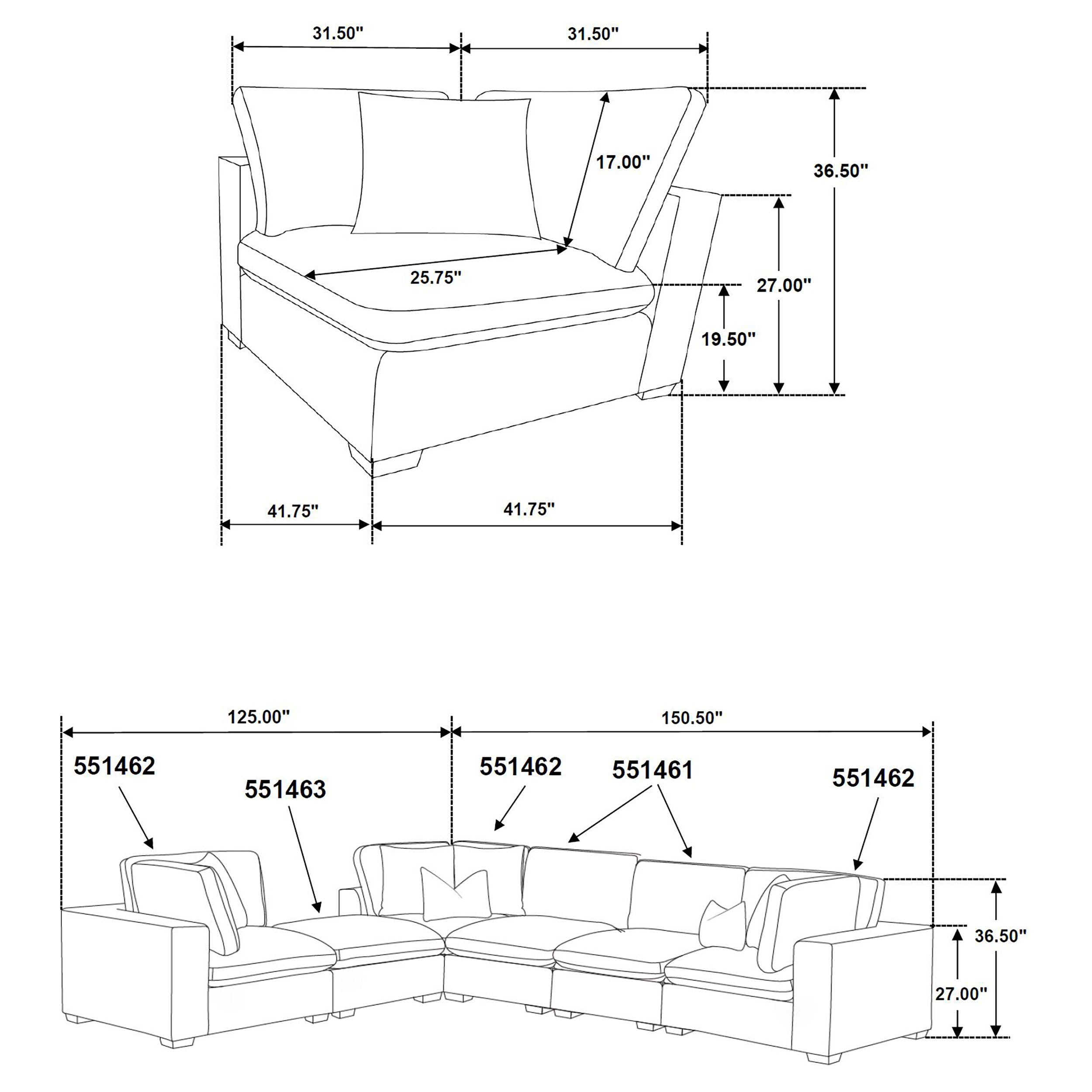 Lakeview  Upholstered Modular Sectional Chocolate