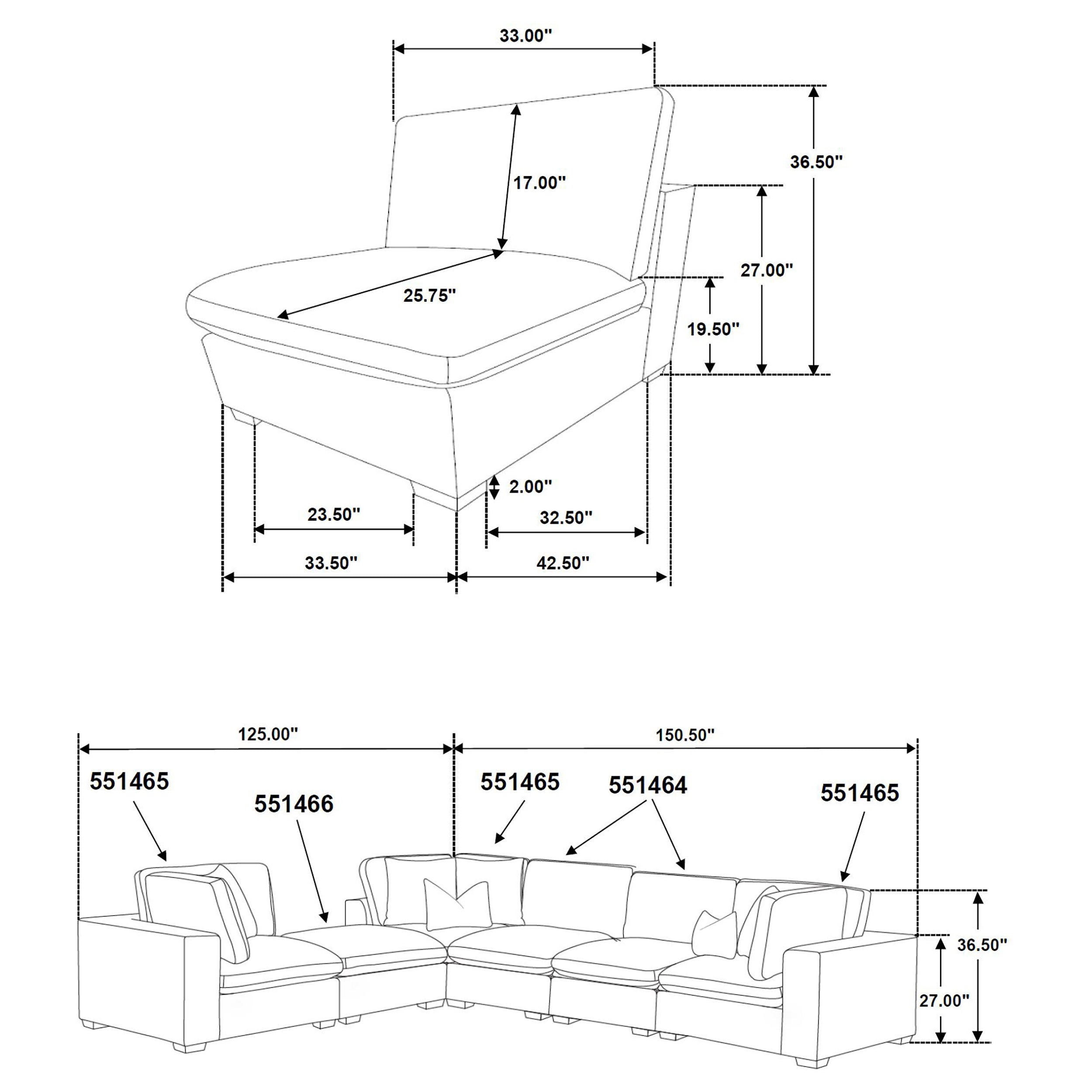 Lakeview  Upholstered Modular Sectional Chocolate
