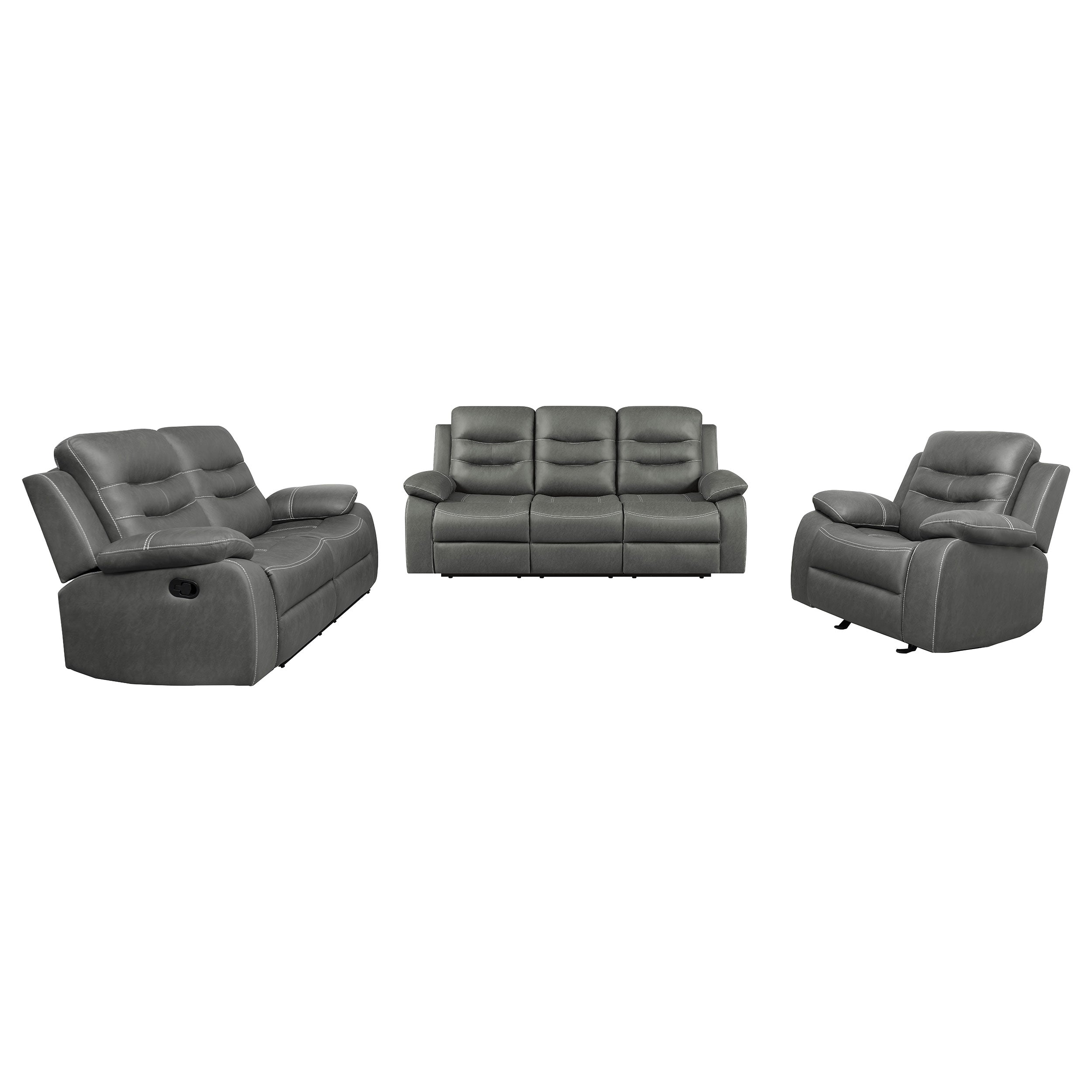 Nova  Upholstered Padded Arm Sofa Set Dark Grey