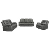 Nova  Upholstered Padded Arm Sofa Set Dark Grey