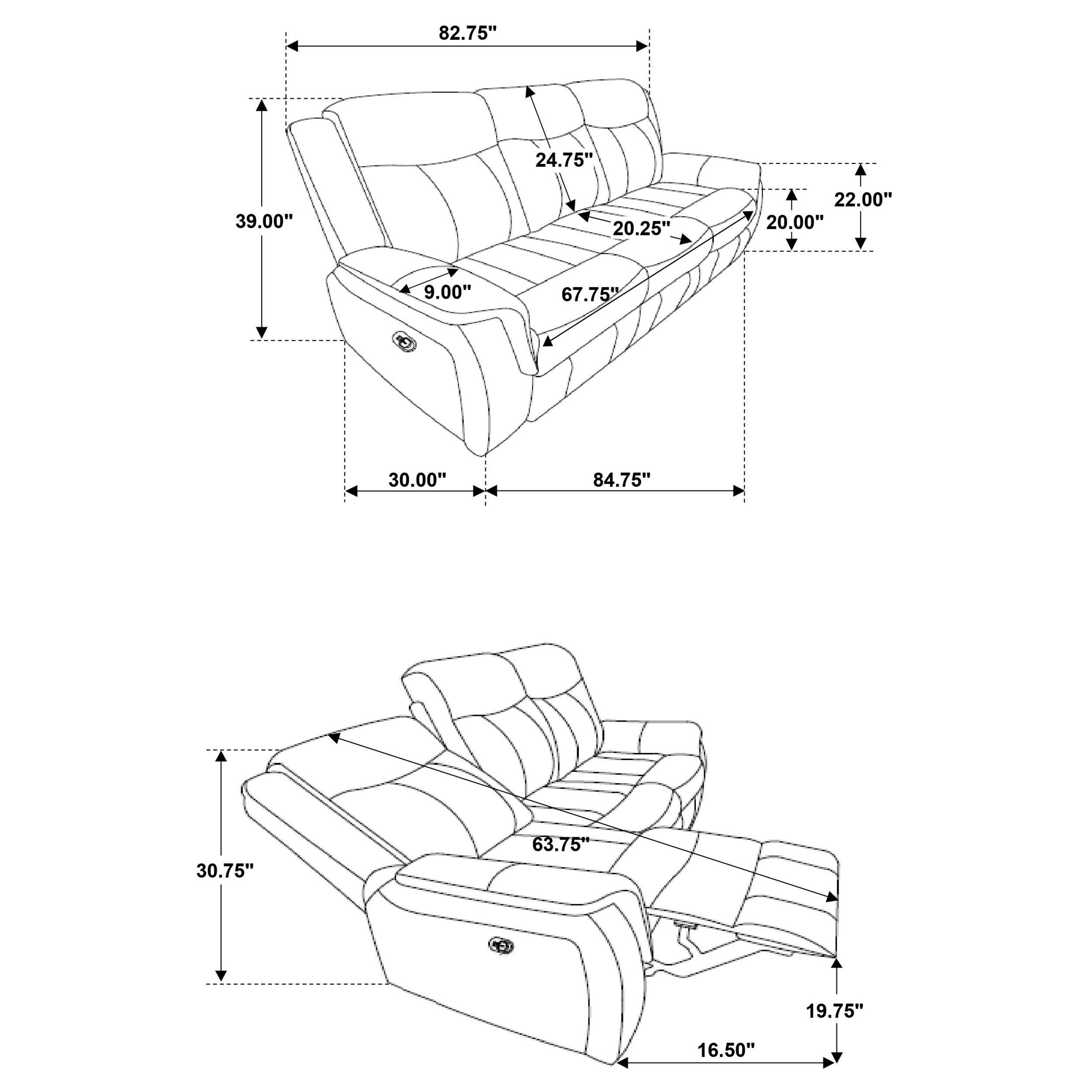 Lawrence  Upholstered Reclining Sofa Set Charcoal