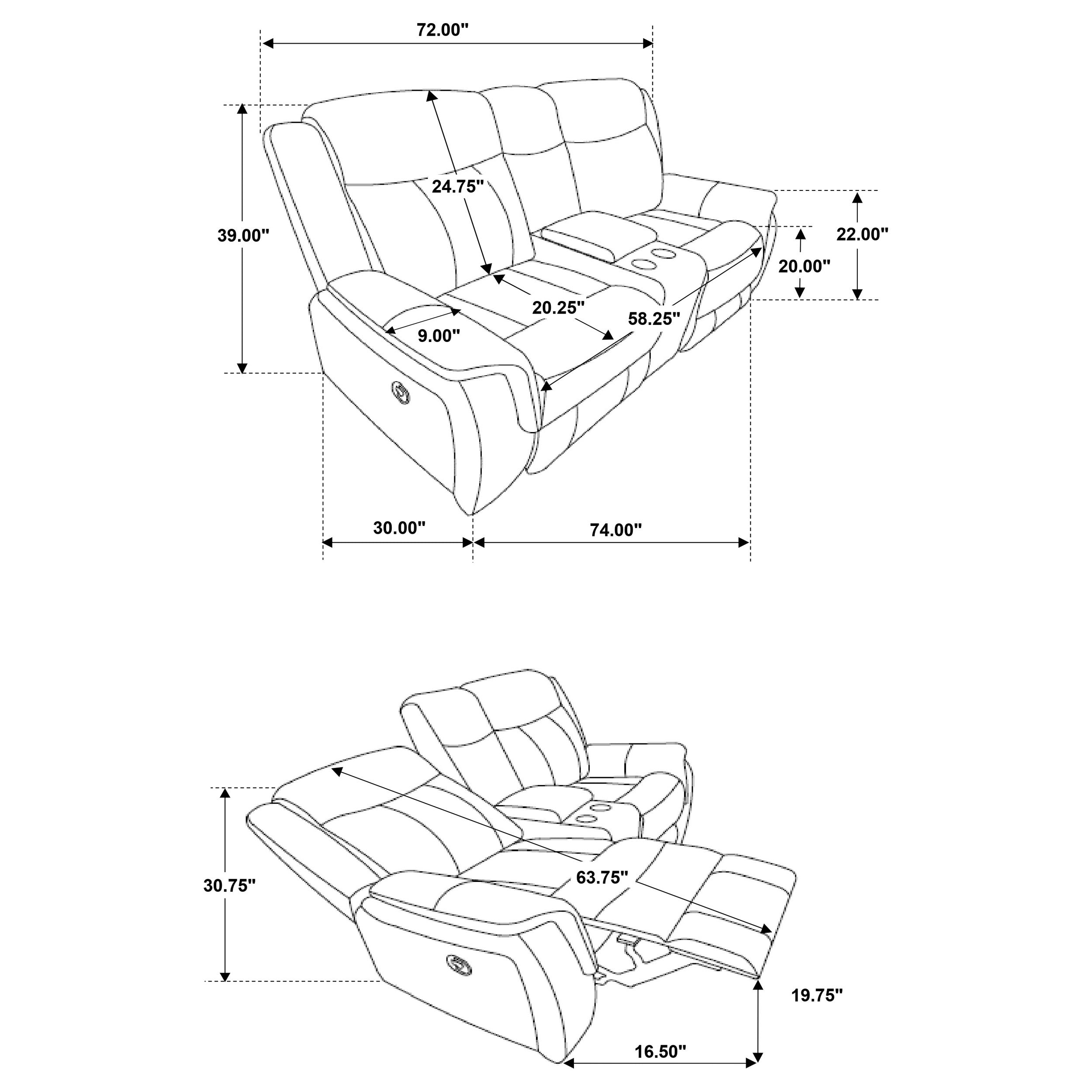 Lawrence  Upholstered Reclining Sofa Set Charcoal
