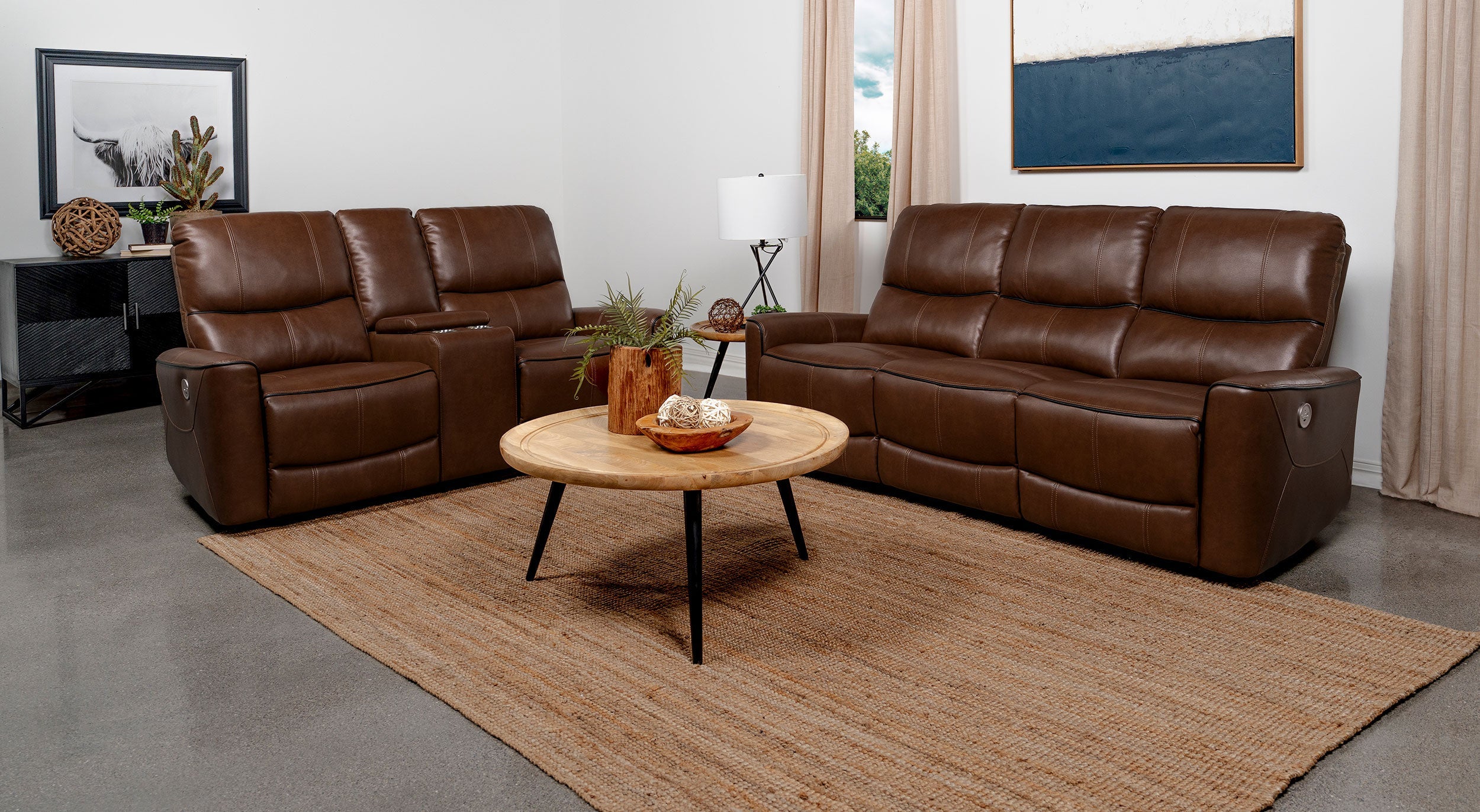Greenfield  Power Reclining Sofa Set Dove Grey