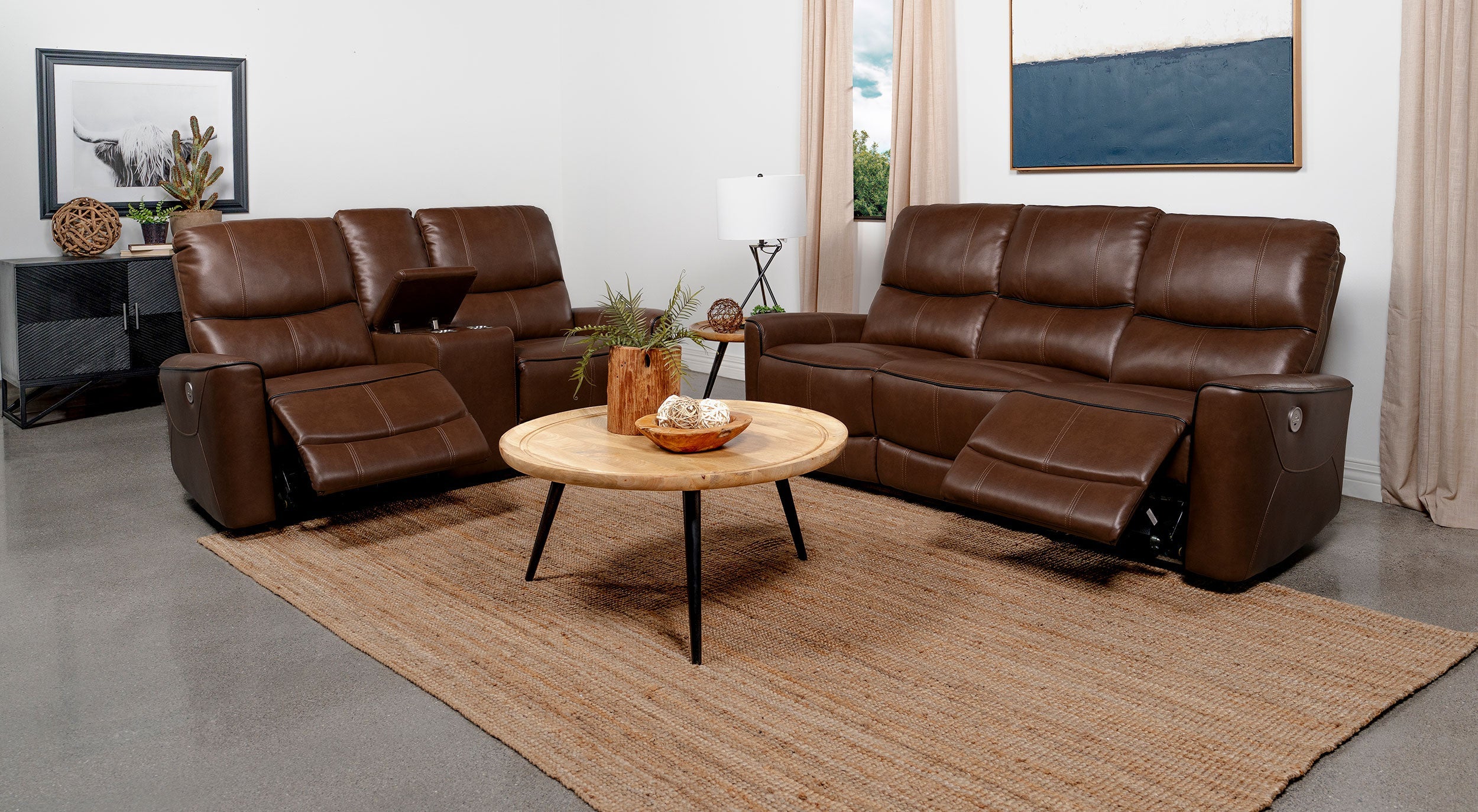 Greenfield  Power Reclining Sofa Set Dove Grey